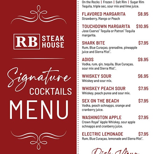 RB STEAKHOUSE Drink Menu